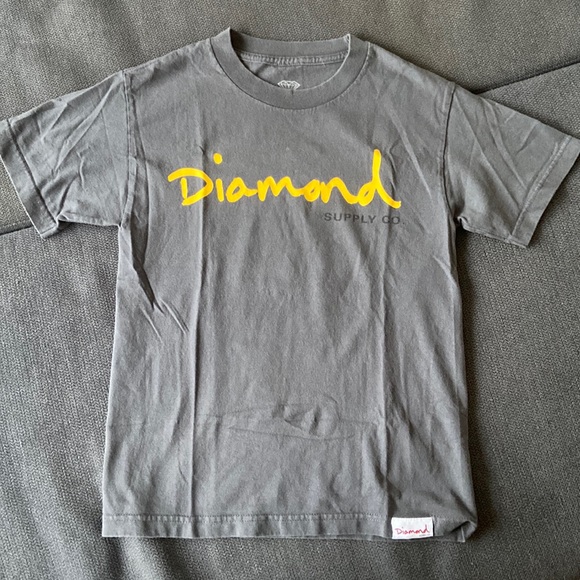 Diamond Supply - Gray Tshirt with yellow print - Picture 1 of 6